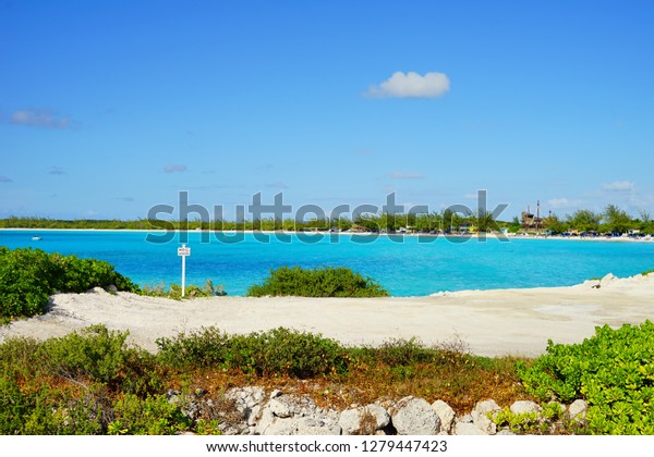 The beautiful Half Moon Bay island in Bahama and\
Caribbean sea ocean