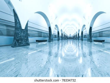 beautiful hall of metro station with train motion - Powered by Shutterstock