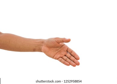 beautiful hand holding something like a open and ready help or receive isolated on white background with clipping path - Shutterstock ID 1252958854