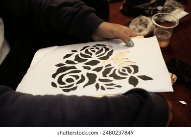 Beautiful handmade flower stencils. Prints or designs for stencil drawing training - Powered by Shutterstock