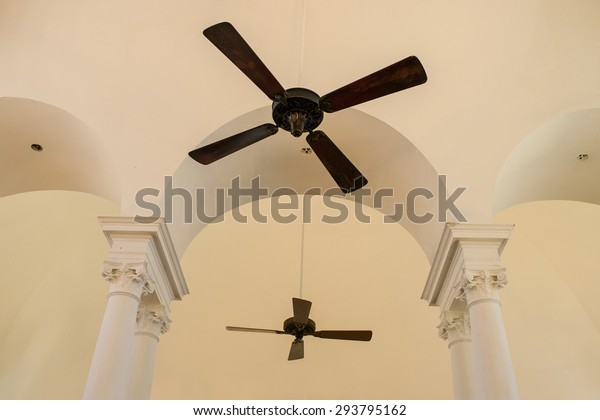 Beautiful Hanging Ceiling Fan Classic House Stock Photo