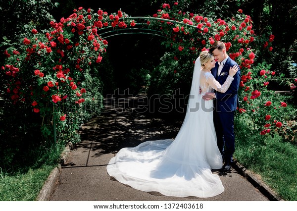 Beautiful Happy Bride Groom Posing Near Stock Photo Edit Now