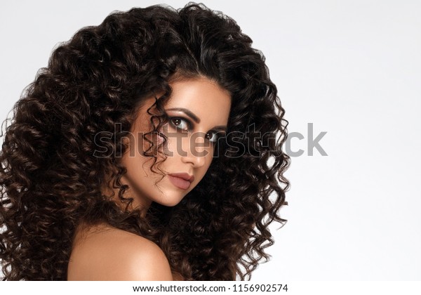 Beautiful Happy Brunette Curly Hair Beauty Stock Photo Edit Now