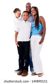 Beautiful happy family - isolated over a white background 