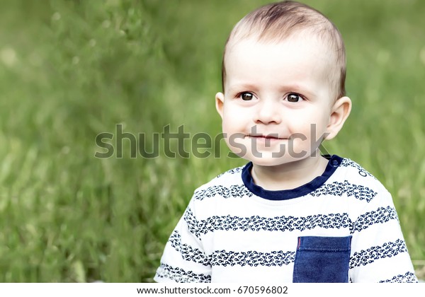 Beautiful Happy Halfyearold Bady Boy Smiling Stock Photo Edit Now