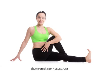 Beautiful Happy Sporty Girl Siting Half Stock Photo 260697056 ...