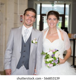 Beautiful Happy Wedding Couple In The City Hall