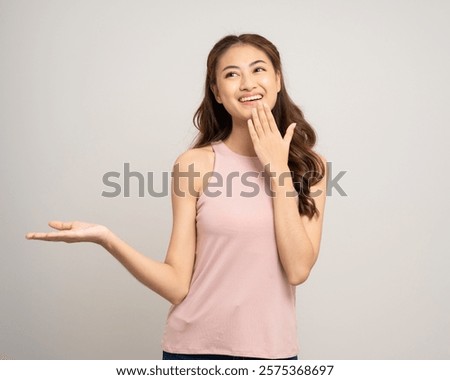 Similar – Image, Stock Photo Lady aged 20-25 standing on a wooden pier by a pond watching the sunset over the town of Oostende, western Belgium. Dramatic red-orange sky