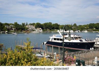 The Beautiful Harbor In Charlevoix, Michigan, A Popular Summer Recreation Destination In Northern Michigan