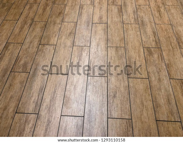 Beautiful Hardwood Floor Tiles Just Installed Stock Photo