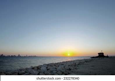 Beautiful HDR Of Bahrain Skyline From Busaiteen Beach