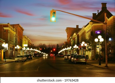 Beautiful HDR Scene Of A Small Town At Night