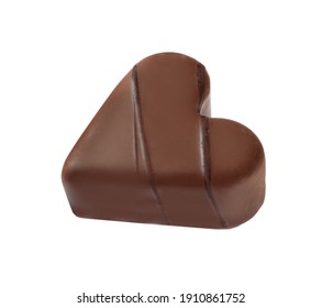 Beautiful Heart Shaped Chocolate Candy Isolated On White