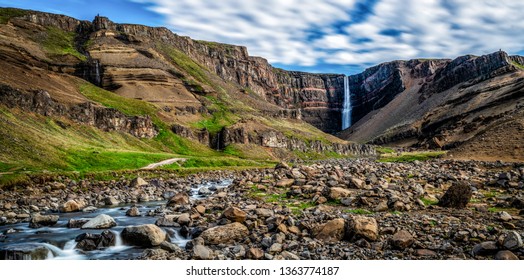 Beautiful Henoss Waterfall Eastern Iceland Nature Stock Photo