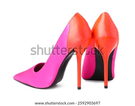 Beautiful high heeled shoes isolated on white