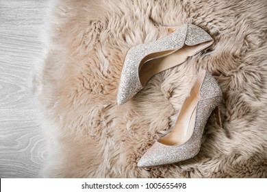 Beautiful High Heeled Shoes On Furry Rug