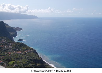 Beautiful high view over the sea at sunny volcanic island