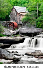 The Beautiful historic Glade Creek Grist Mill after the spring rains. Located in Babcock State Park, West Virginia