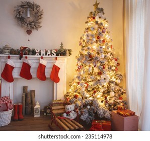 Christmas Lights Living Room Stock Photos Images