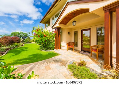 Beautiful Home Exterior, Luxury Home, Sunny Blue Sky