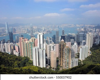 Beautiful Hong Kong City Skyline In Daytime From Peak