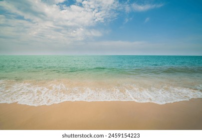 Beautiful  horizon landscape summer season panorama front view point tropical sea beach white sand clean and blue sky background calm nature ocean wave water travel at Sai Kaew Beach thailand holiday - Powered by Shutterstock