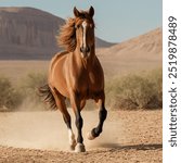 beautiful horse running in wildlife 