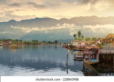 Beautiful House Boat Evening, Dal Lake, Kashmir India