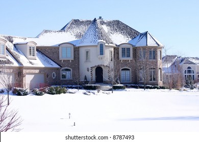 Beautiful house covered in snow