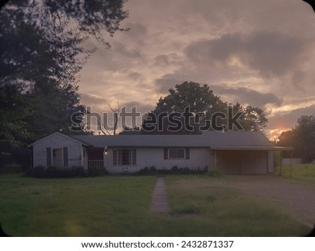 a beautiful house near a forest with a lawn area.
beautiful background with cloudy sunset.