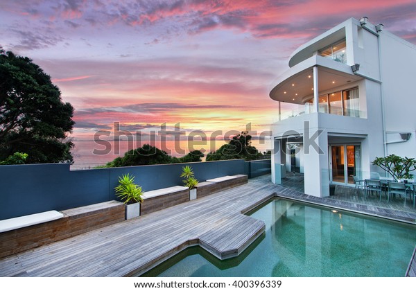 Beautiful House Swimming Pool Yard Stock Photo Edit Now