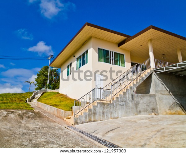 Beautiful House Woods Thailand Nature Stock Image