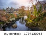 Beautiful houses in autumn landscape of Betws y Coed, Wales