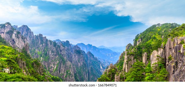 Beautiful Huangshan mountains landscape on a sunny day in China. - Powered by Shutterstock