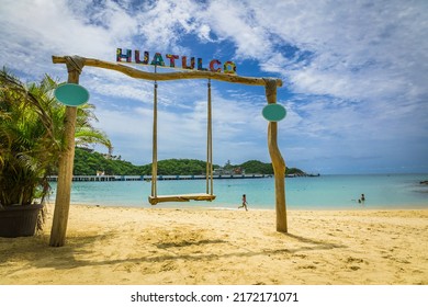 Beautiful Huatulco bay, Oaxaca - Mexico. Santa Cruz marina and resort hotels. Bahias de Huatulco was developed in the 1980s by FONATUR, Mexico's tourism development age - Shutterstock ID 2172171071