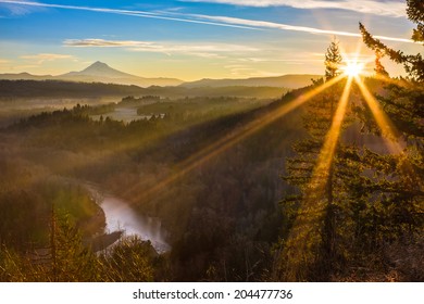 Beautiful Image of Mt. Hood taken during sunrise from Jonsrud view point in Sandy, Oregon, USA.