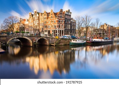 Beautiful image of the UNESCO world heritage canals the 'Brouwersgracht' en 'Prinsengracht (Prince's canal)' in Amsterdam, the Netherlands