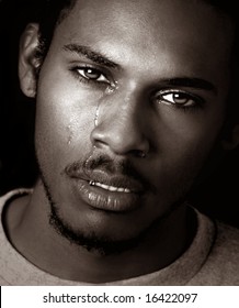 Beautiful Image Of A Young Black Man Crying