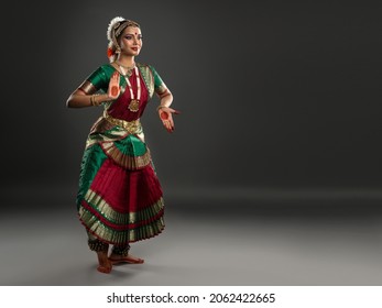 Beautiful india girl dancer of Indian classical dance bharatanatyam .Dance and art of the peoples of the world 