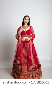 Beautiful Indian Bride In A Red Lehenga