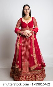 Beautiful Indian Bride In A Red Lehenga