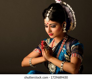 Beautiful Indian Classical Dancer. An Indian classical dancer in Blue Outfit.