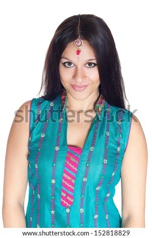 Beautiful Indian girl isolated on white background 