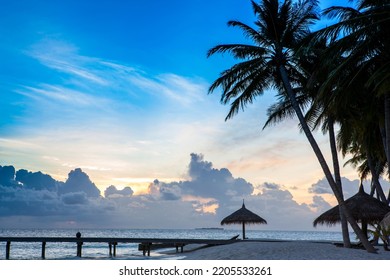 Beautiful Indian Ocean Landscape At Sunset, Maldives Island