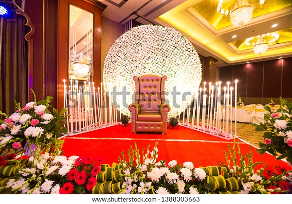 Beautiful Indian Wedding Stage Lighting Flower Stock Photo Edit