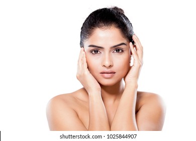 Beautiful Indian woman isolated over white background