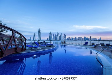 Beautiful Infinity Pool With View To Dubai Marina