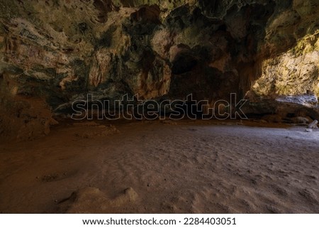 Beautiful inside view of Quadirikiri Caves. Natural backgrounds. Aruba. 