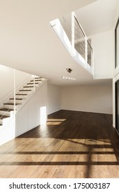 beautiful interior of a new apartment, wide empty living room