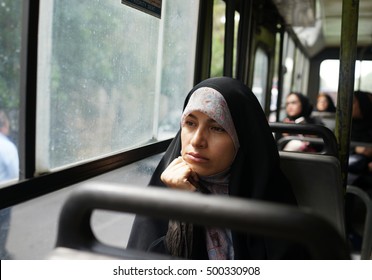 Beautiful Iranian Muslim Woman On The Street